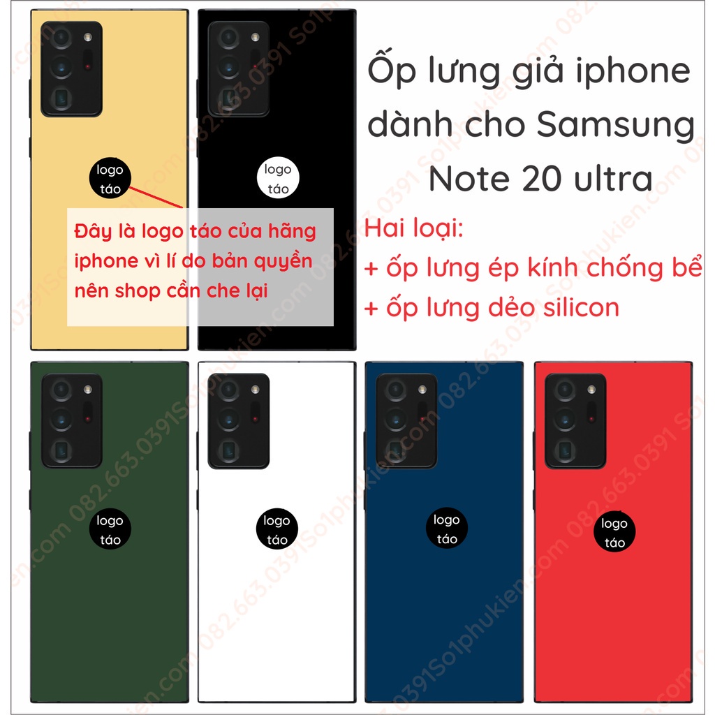 Ốp lưng Samsung note 8 / s9 plus (s9+) / note 20 ultra / S10 / s10 plus  giả iphone nhiều màu
