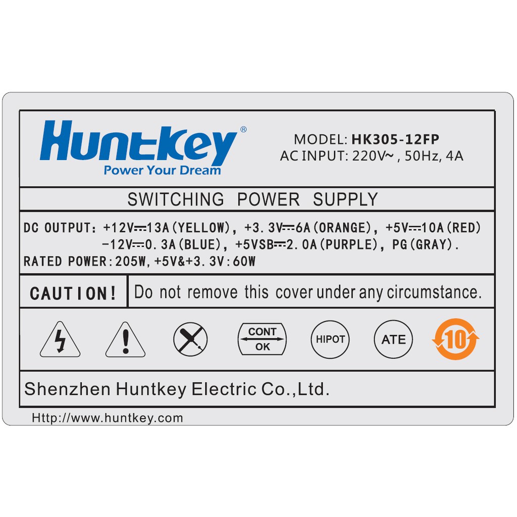 Nguồn Máy Tính Hunkey HK305-12FP - Hàng Chính Hãng