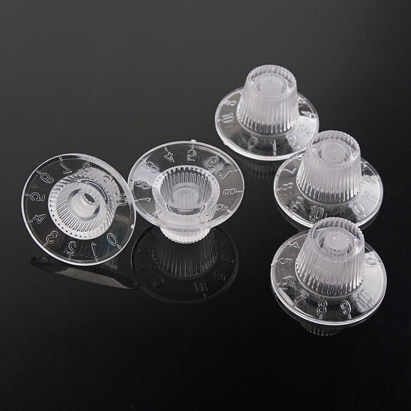 5Pcs Guitar Tone Volume Control Knobs for LP Guitar Transparent White