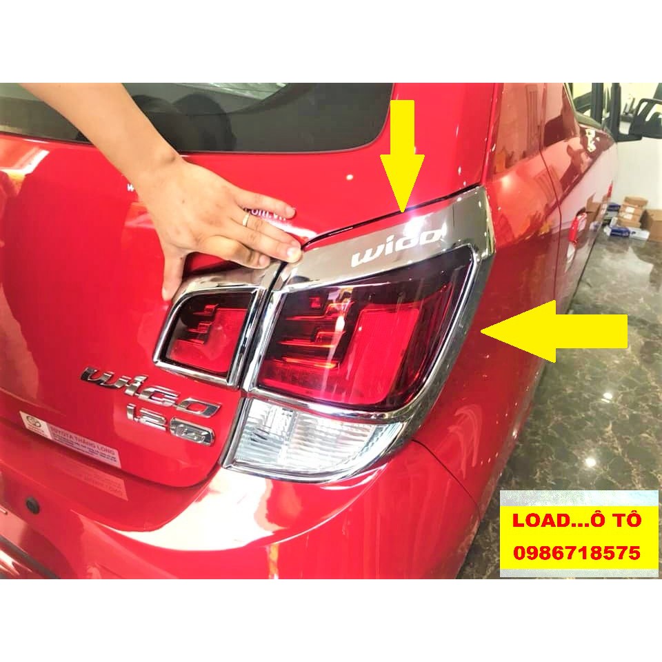 Bộ Ốp Viền Đèn Pha Hậu Xe Toyota Wigo Nhựa ABS Mạ Crom Sáng Bóng, Sẵn Keo Dán 3M