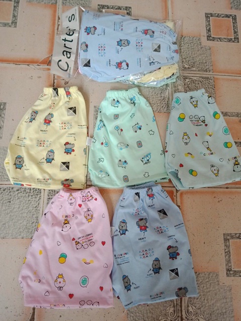 Combo 10 quần đùi cotton hình cho bé Loại 1 4-14kg