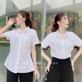 Áo sơ mi học sinh tay ngắn 1 túi áo sơ mi học sinh túi hộp