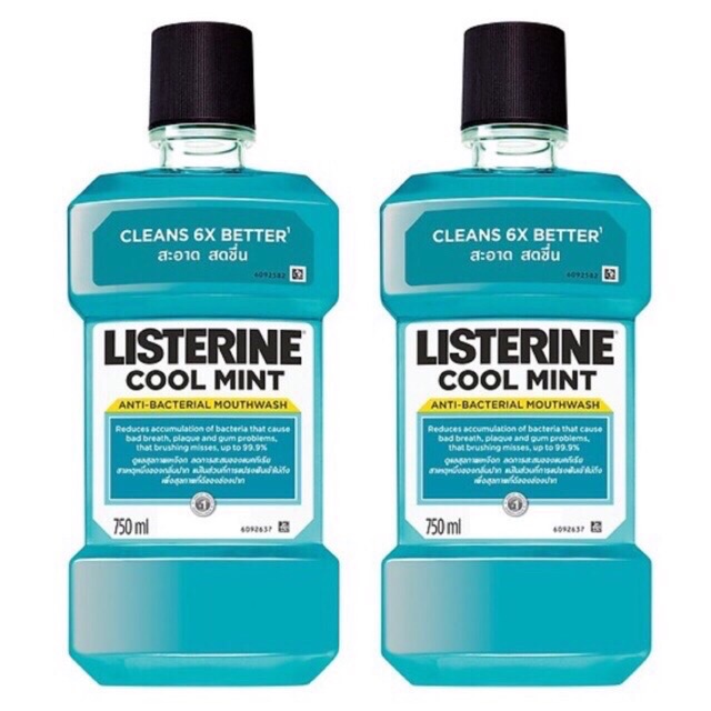 Combo 2 Nước Súc Miệng Hương Bạc Hà Listerine Cool Mint (750ml/Chai)