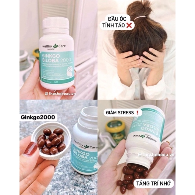 Bổ não  Healthy Care Ginkgo Biloba 2000mg - 100 viên