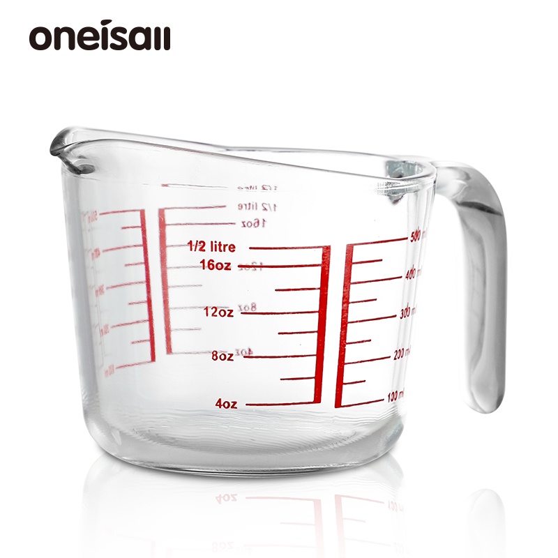 Cốc đo lường ONEISALL bằng thủy tinh chịu nhiệt độ cao 250ml/ 500ml/ 1000ml