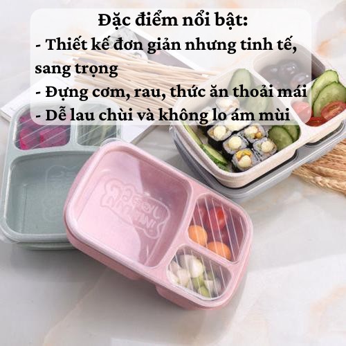 [SALE] Hộp đựng cơm 🔥 Hộp cơm lúa mạch văn phòng 3 ngăn cao cấp nắp trong suốt dùng được trong lò vi sóng | BigBuy360 - bigbuy360.vn