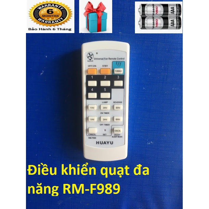 Điều khiển quạt đa năng RM-F989 , điều khiển được gần như hết tất cả các loại quạt hiện nay.Bảo hành 6 tháng.Tặng pin AA