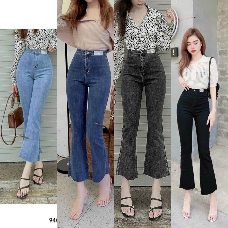 Quần jean gắn tag lưng ống loe 9 tất 3003 [Mays Store 2020]