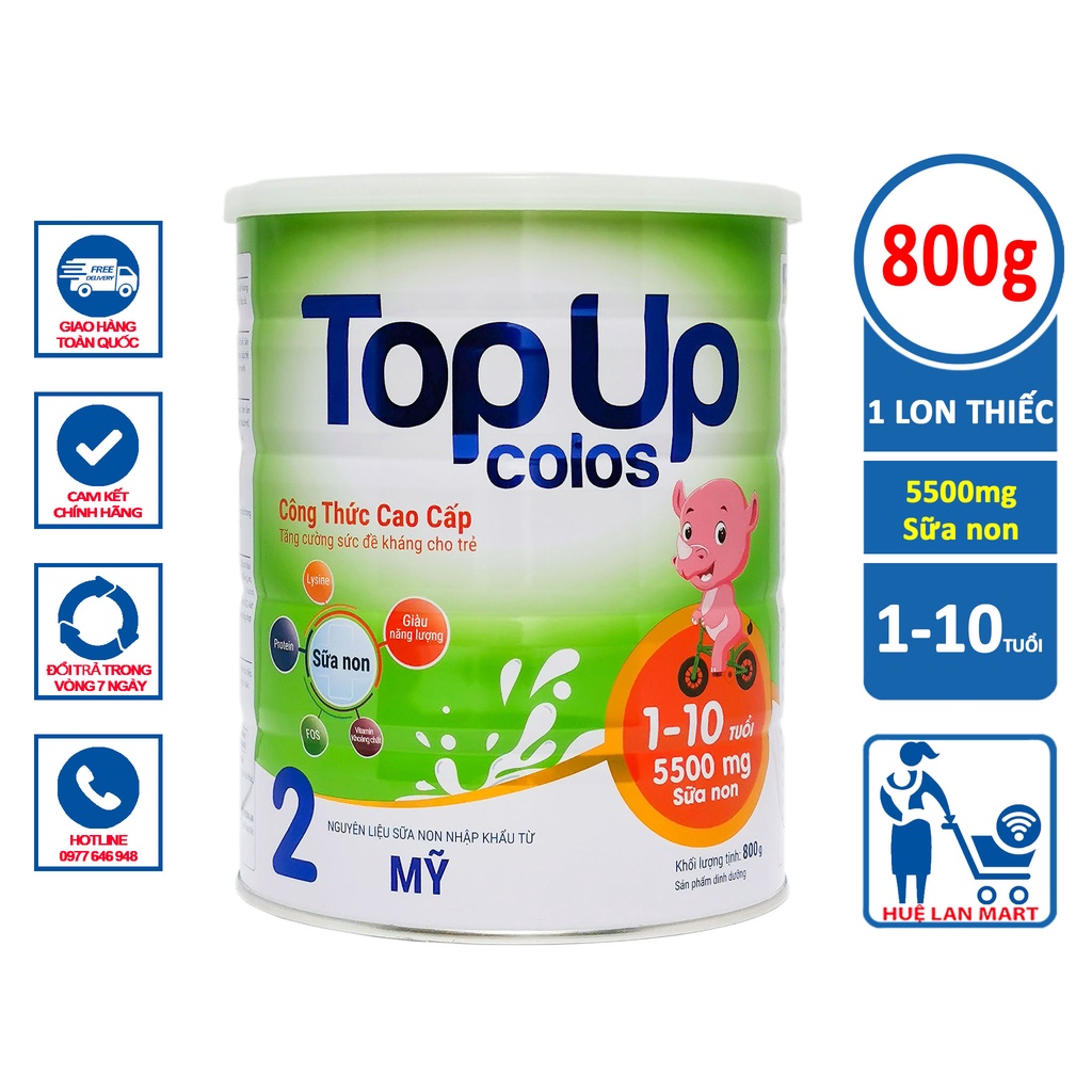 Sữa bột sữa non Topup Colos số 2 tăng cường sức đề kháng cho bé hộp 800g
