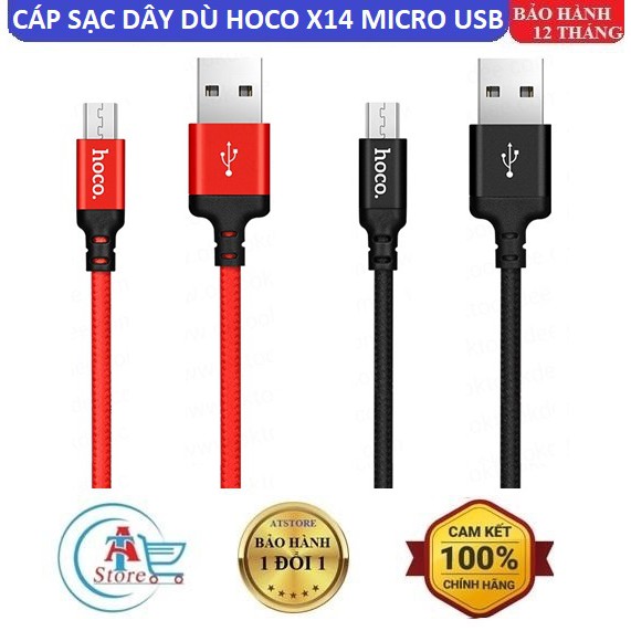 Cáp Sạc Nhanh Hoco X14 Micro USB (1m/2m) Chính Hãng - Dây Sạc Cho Android