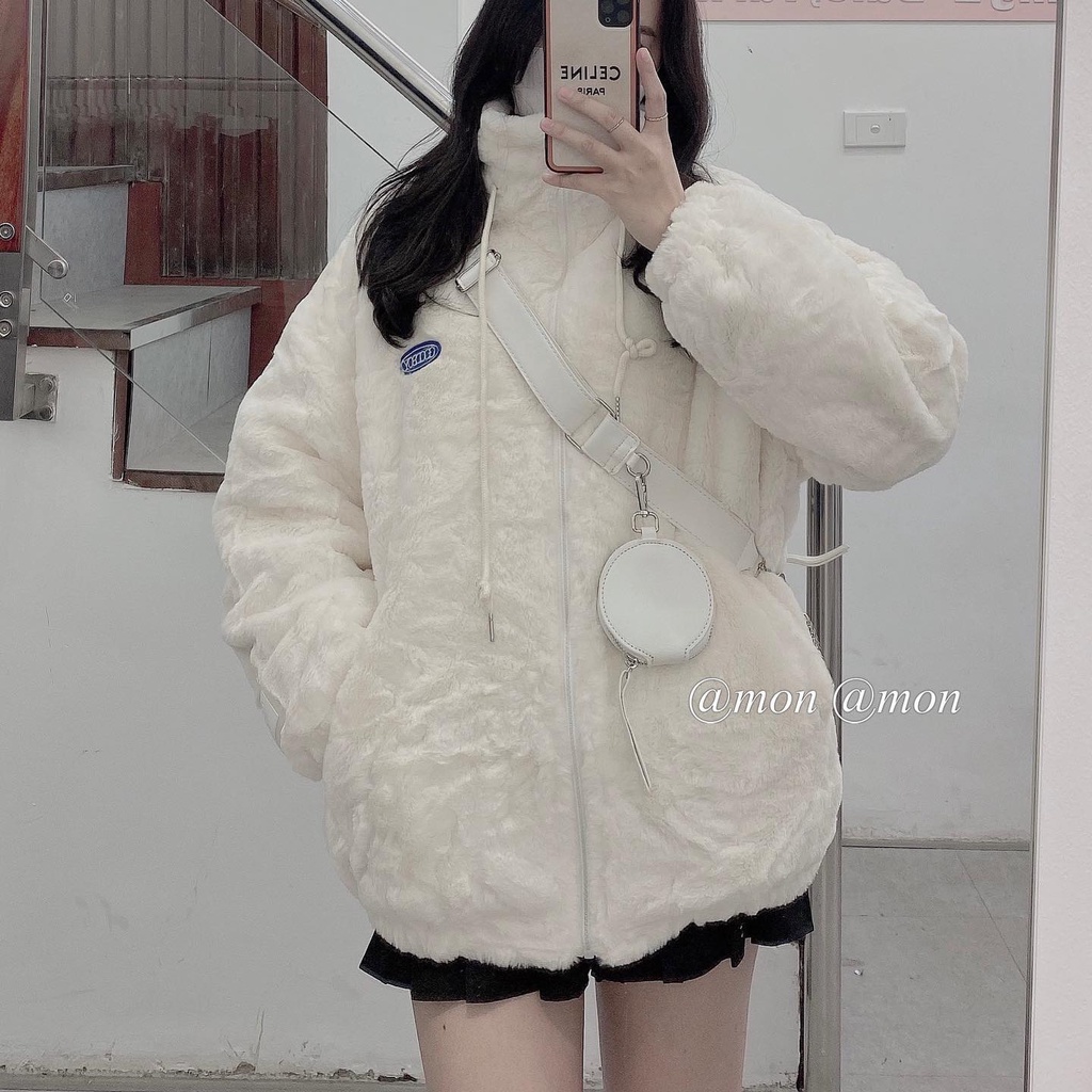 2101135 Áo khoác lông Goodboy - áo khoác lông nữ ulzzang freesize dày, ấm | BigBuy360 - bigbuy360.vn