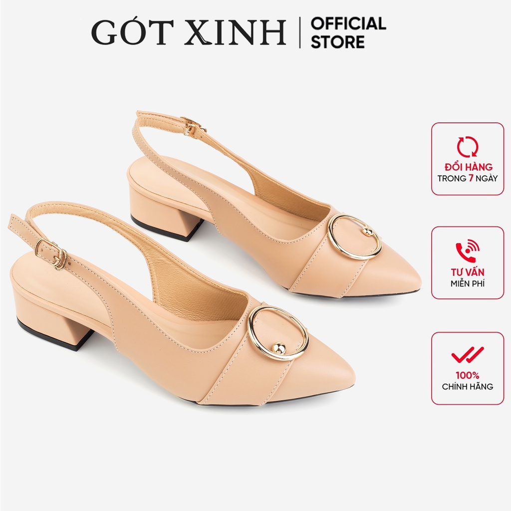 Sandal cao gót nữ GÓT XINH G8 da mờ đế vuông cao 3cm