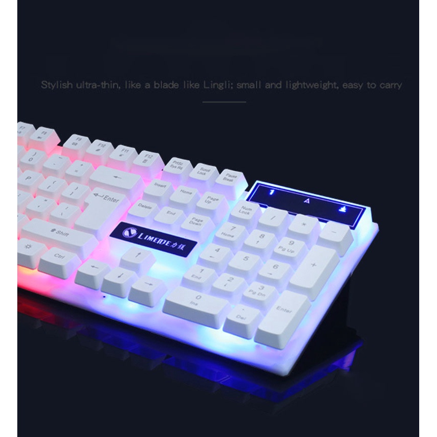 Bộ bàn phím chơi game có dây kèm chuột máy tính với bộ bàn phím cơ USB 7 màu LED