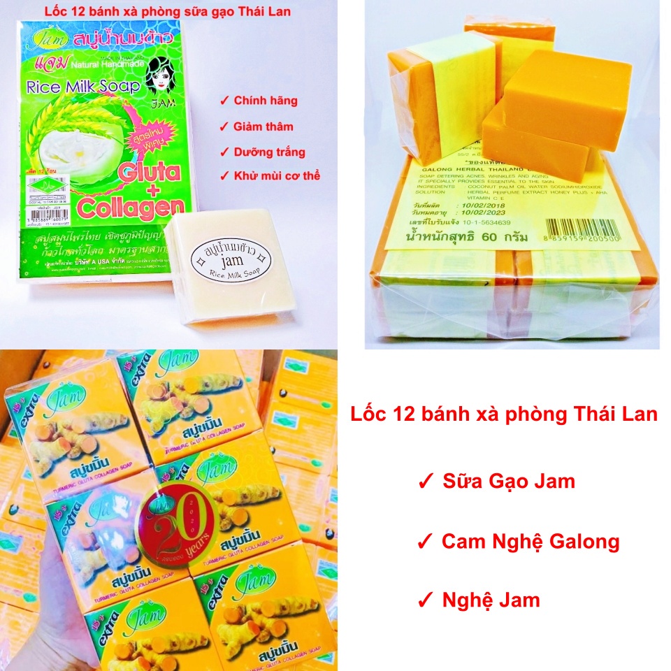 Xà Phòng Cám Nghệ Jam Extra Thái Lan 60gr