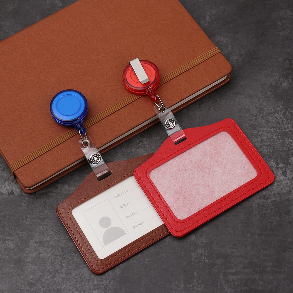 YANN 12 Colors Leather Worker Identity Tag Office Supplies Badge Case