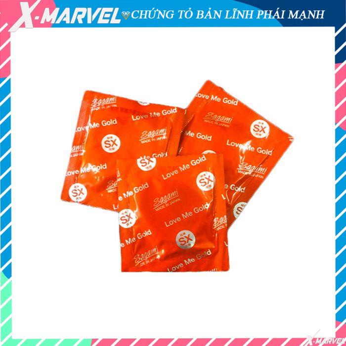 Bao cao su SIÊU MỎNG Sagami nhiều gel/49mm/gai/bi/râu/siêu mỏng/nhiều gel bôi trơn Xtreme Orange XMARVEL