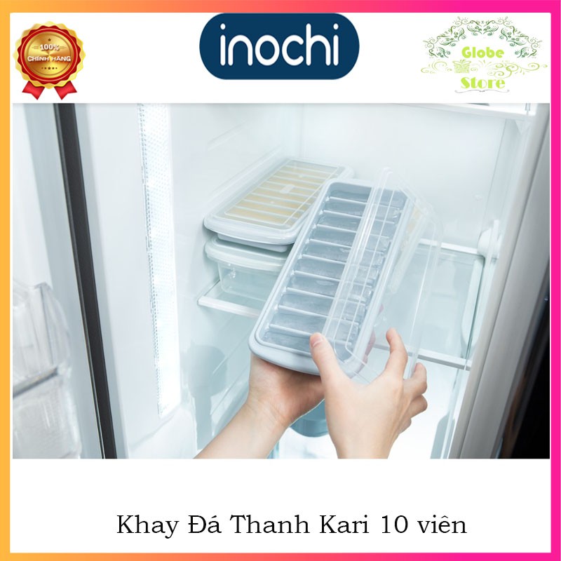 Khay Làm Đá Tủ Lạnh Cao Cấp Thanh 10 Viên Có Nắp Nhựa Bảo Vệ KARI INOCHI