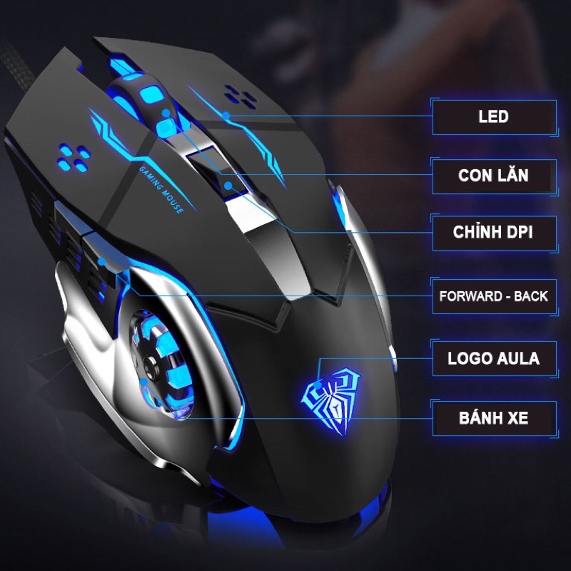 CHUỘT GAMING CÓ DÂY CÓ ĐÈN LED RGB [MẪU MỚI NHẤT][CÓ LED NHIỀU MÀU][DÀNH CHO STREAMER][GAME THỦ]