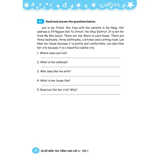 Bộ Đề Kiểm Tra Tiếng Anh Lớp 5 (Tập 1-2)