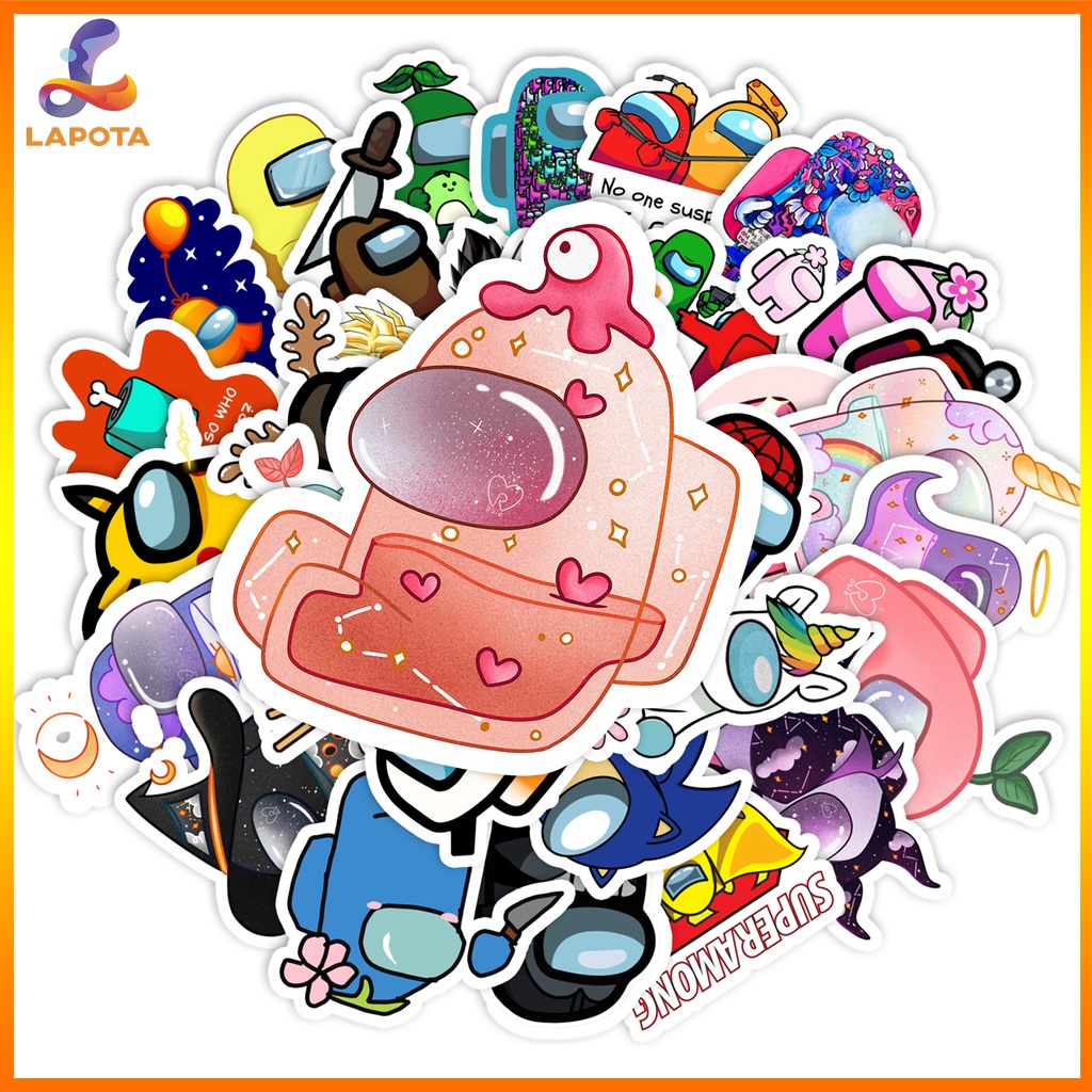 Set 50 cái Sticker Among Us chống nước, Sticker Among Us dán mũ bảo hiểm, Sticker Among Us Cute, Hình Dán Among Us