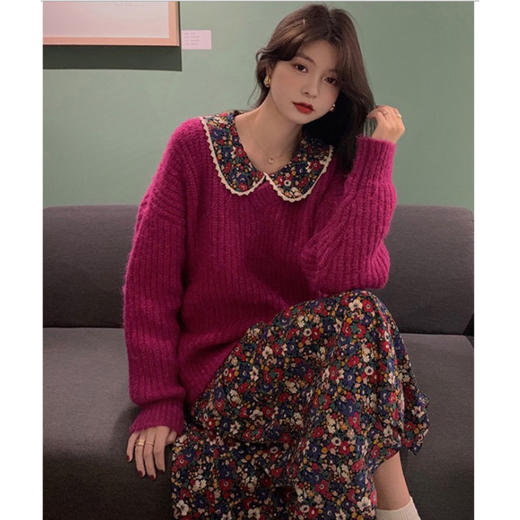 Váy hoa nhí babydoll cổ tròn dáng váy cổ điển Pháp phong cách cô nàng tiểu thư nhẹ nhàng