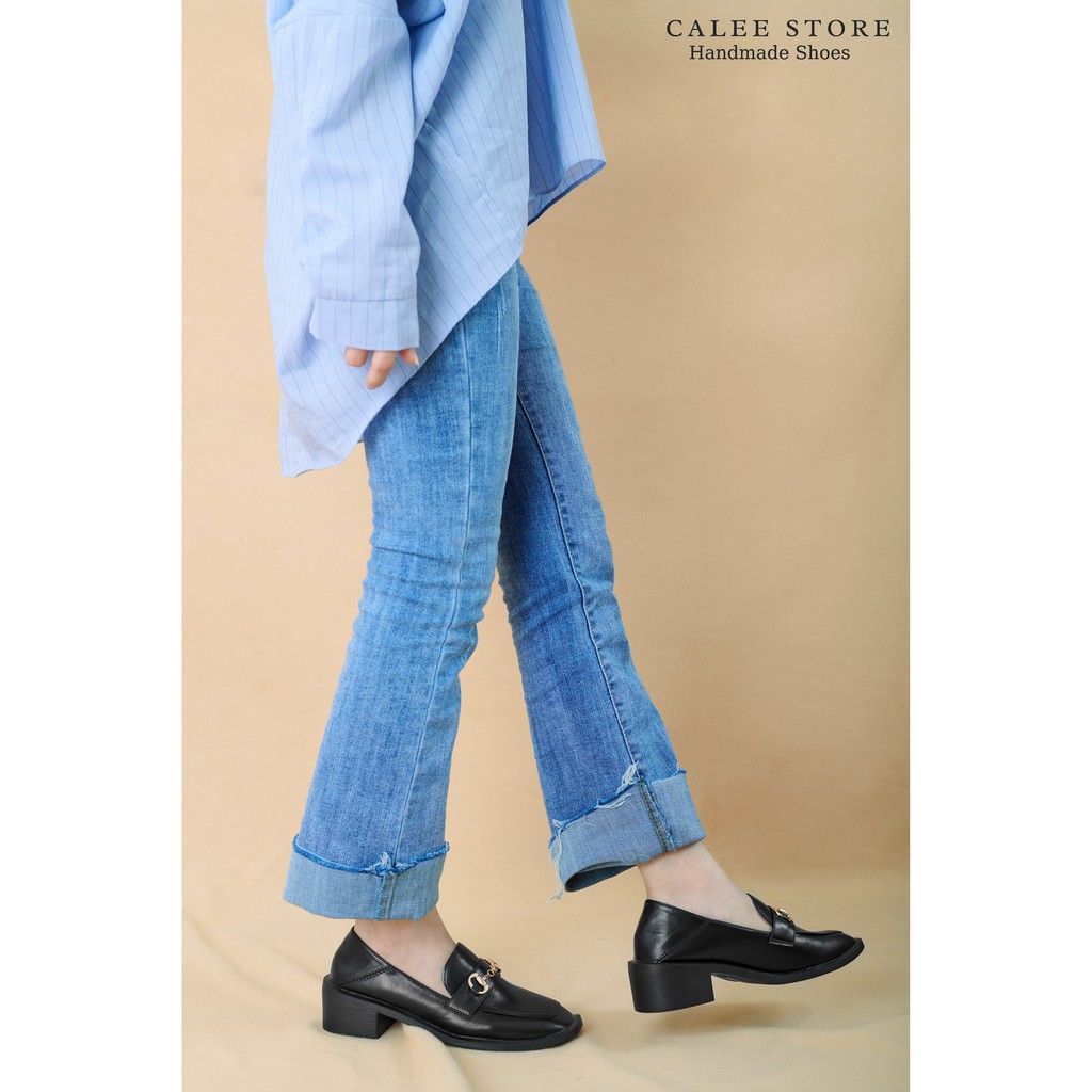 HÀNG MỚI CÓ SẴN ẢNH THẬT + VIDEO Giày Nữ Moccasin Loafer Moca Basic Đen Nâu Da Mềm Fullbox Xuất Đế Thô 5cm 3cm Gót Thấp