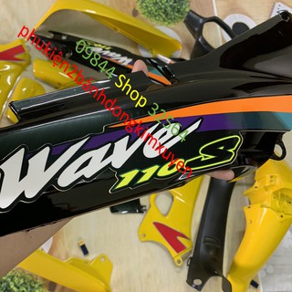 ( ĐẸP ) Bộ nhựa - Dàn áo cao cấp xe Wave ZX (TẶNG TEM )  - Wave Anpha - Wave 110 đời 1997 đến 2006 Màu Vàng sườn Đen