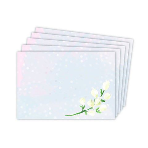 Bộ 5 phong bì giấy chất lượng cao, họa tiết sang trọng_hoa trắng nền hồng chấm bi trắng