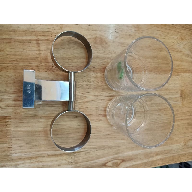 Kệ cốc đôi inox 304, kệ để cốc đánh răng inox 304, kệ inox 304 kèm cốc thủy tinh
