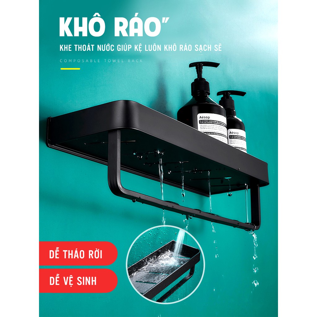 Kệ Nhà Tắm Cao Cấp Hiện Đại Phong Cách Bắc Âu Dán Tường Không Khoan Tường