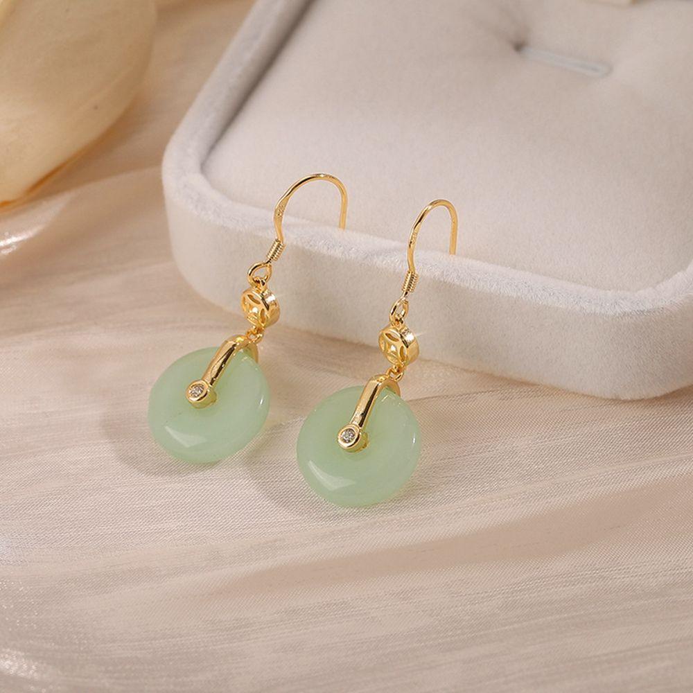 QQMALL Khuyên Tai Vòng Tròn Phong Cách Trung Hoa Cổ Điển Thanh Lịch Dành Cho Nữ