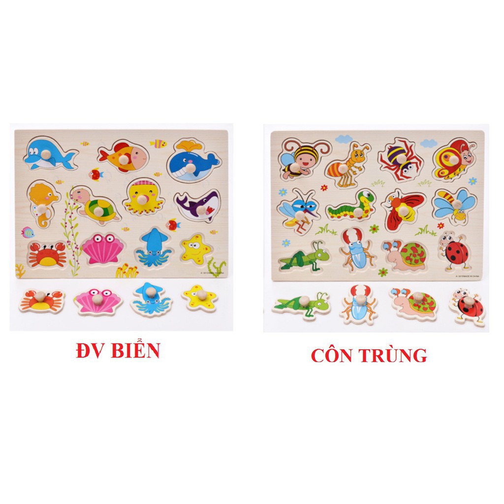 [Ana Kids] Đồ chơi bảng ghép gỗ có núm cầm loại 1, hàng đẹp, chắc chắn cho bé FRESHIP 99k