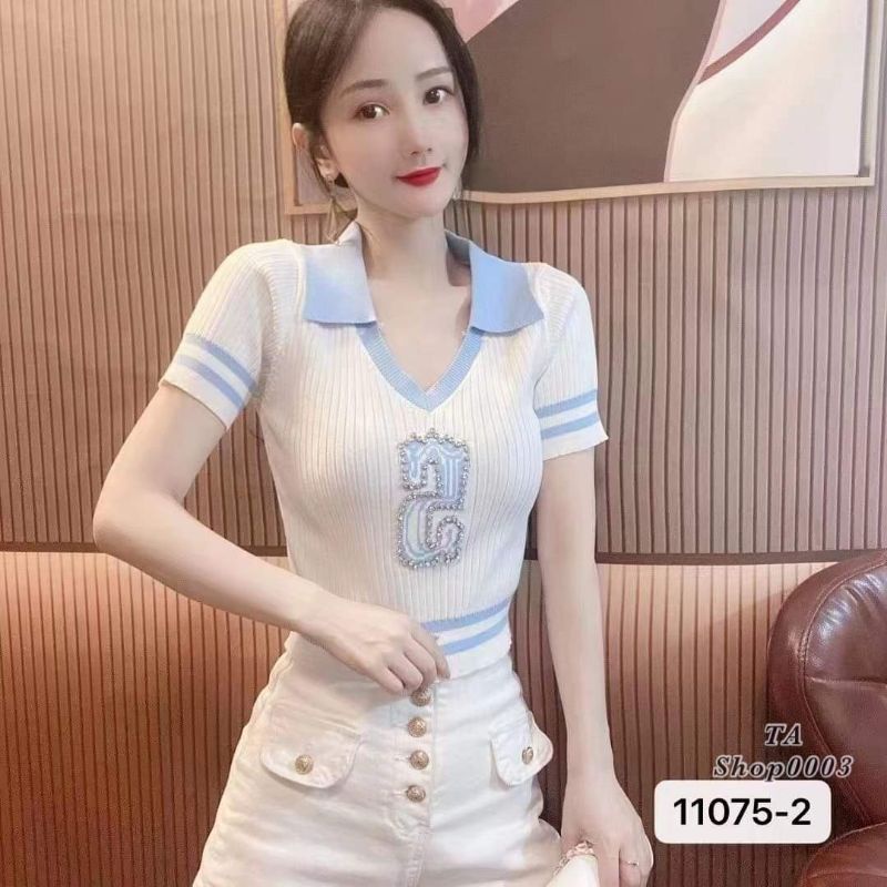 Áo len cổ bẻ số 5 hàng QCL1
