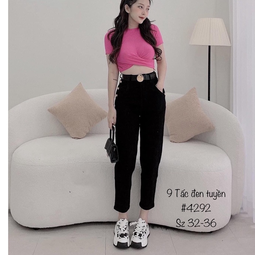 [60-90kg] Quần jean nữ BIGSIZE dài 9 tấc đính cườm túi dành cho người béo 4292 MLJ