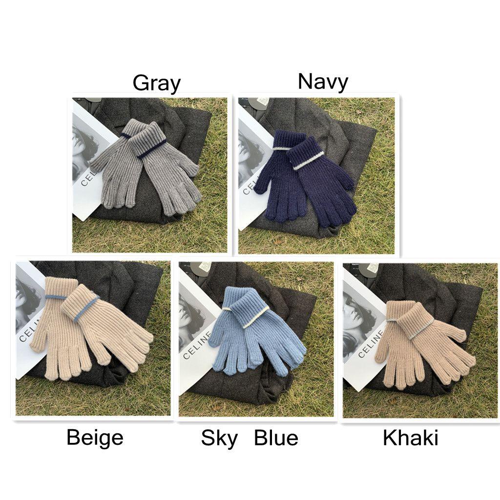 Găng Tay Dệt Kim Co Giãn Dày Dặn Ấm Áp Cho Nữ