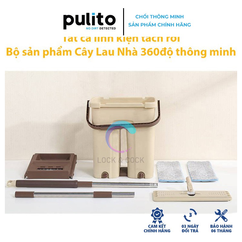 Bộ cây lau nhà ,chổi lau nhà thông minh 360 tự vắt TẶNG  Kèm 2 miếng lau siêu sạch LS-CKT