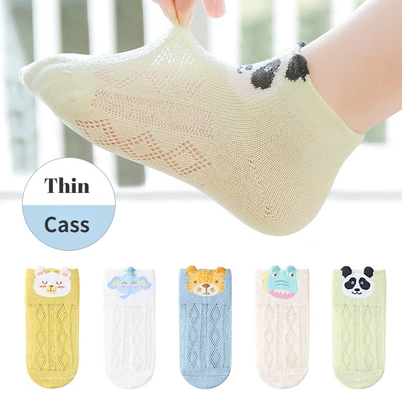 Set 5 đôi vớ cotton KokoroCare YSZ-09 phối lưới mỏng hình động vật hoạt hình thời trang 2022 cho trẻ em 1-12 tuổi S-XL