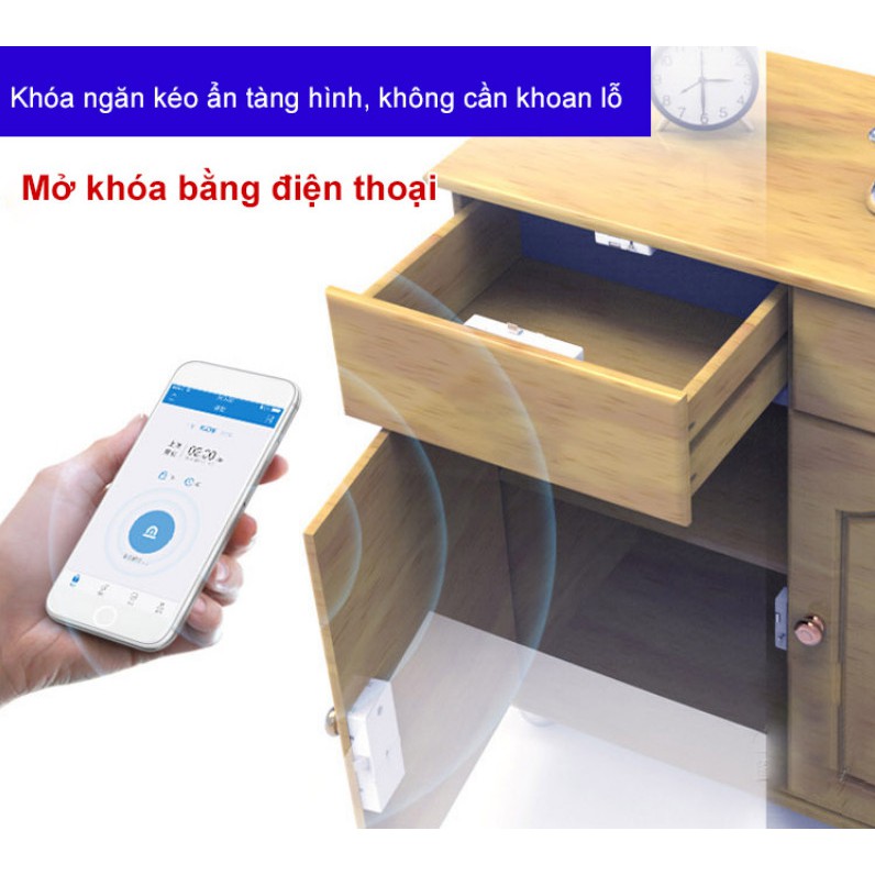 Khóa điện tử thông minh cho ngăn kéo cửa tủ nhà cửa không cần khoan APP kết nối với Bluetooth