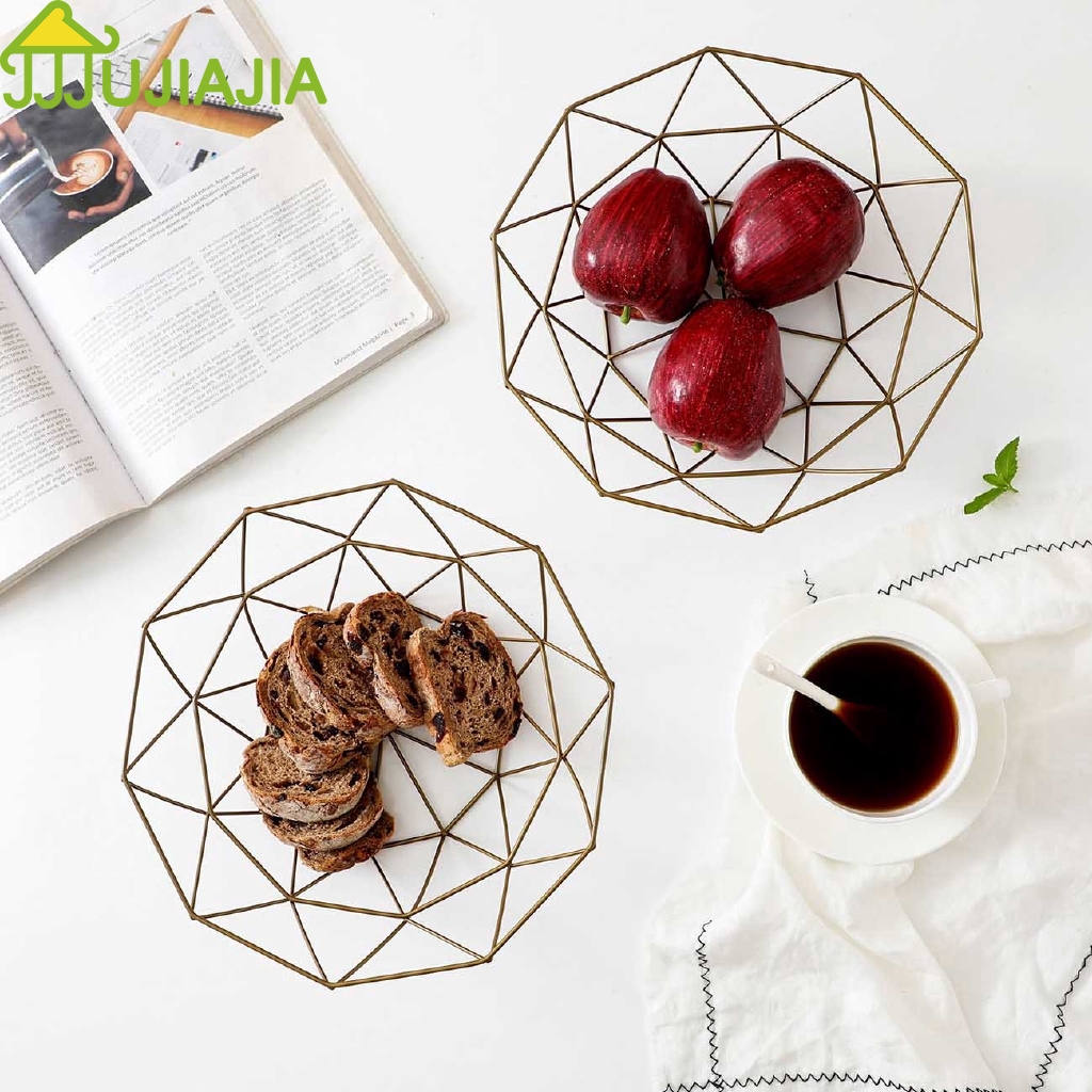 Giỏ Đựng Trái Cây JUJIAJIA Để Bàn Trang Trí Phòng Khách Sáng Tạo Phong Cách Bắc Âu Thiết Rỗng Thoát Nước