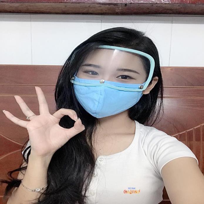 Khẩu trang vải nano chống nước kháng khuẩn kèm Kính che mặt chống dịch-chóng giọt bắn tiện lợi hiện đại | BigBuy360 - bigbuy360.vn
