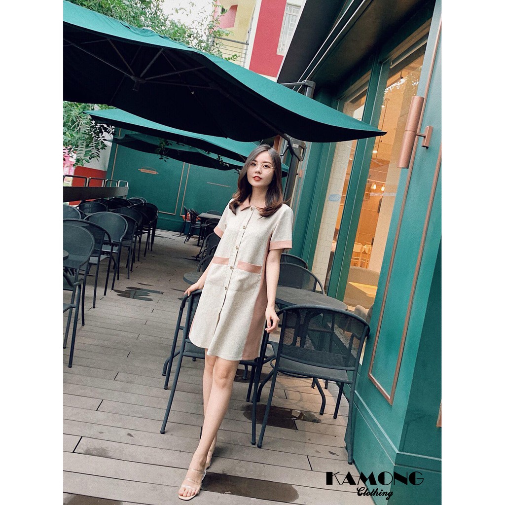 [Mã KAMO1910M giảm 20k đơn 199k] [HÌNH THẬT] ĐẦM CỔ SEN PHỐI 2 MÀU (KEM) | BigBuy360 - bigbuy360.vn