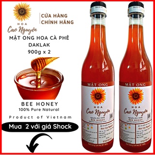 Mật ong nguyên chất hoa cà phê hoa cao nguyên 2 chai 900g - đạt chuẩn xuất khẩu