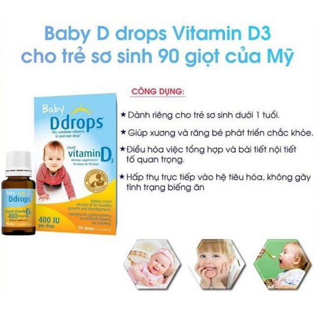 Baby Ddrop Vitamin D D3 của Canada 400IU 90 giọt - Shop Sunflower