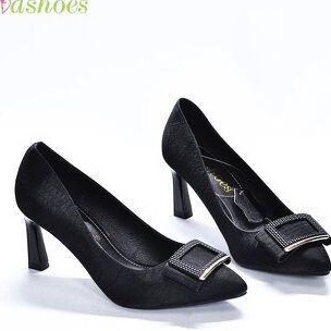 Giày cao gót mũi nhọn phối nơ khóa cao 7cm Evashoes Eva9012