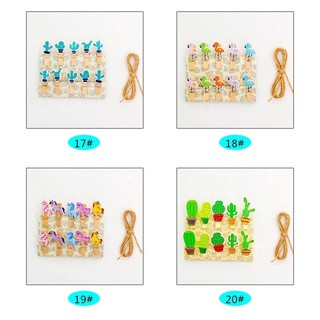 Kẹp gỗ hoạt hình (10 cái/vỉ) kèm dây