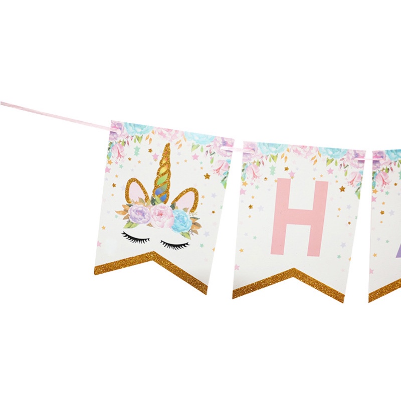 1 set Phụ Kiện Trang Trí Tiệc Sinh Nhật Cho Bé Hình Kỳ Lân Dễ Thương