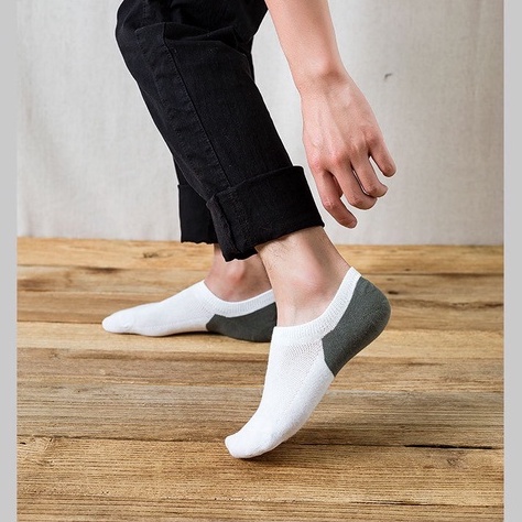 Vớ lười nam nữ tất trơn phối màu dưới mắt cá cotton thời trang đẹp có silicon chống tuột gót chân MONEY VL010