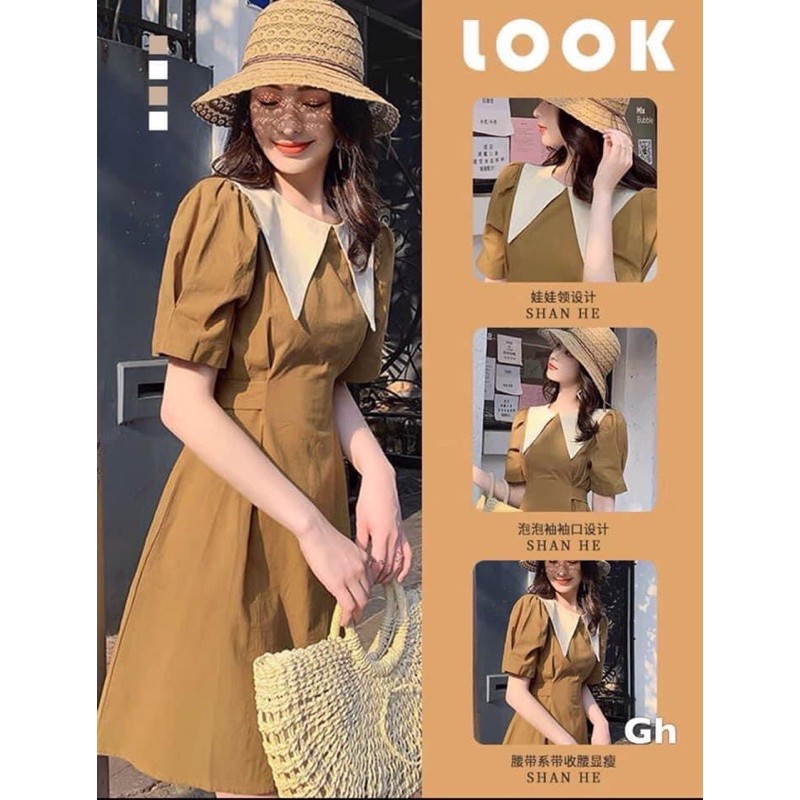 [Mã FAGREEN1505 giảm tới 30K đơn 99K] Váy nâu thời trang mix cổ vạt dễ thương⚡️Ảnh thật | BigBuy360 - bigbuy360.vn