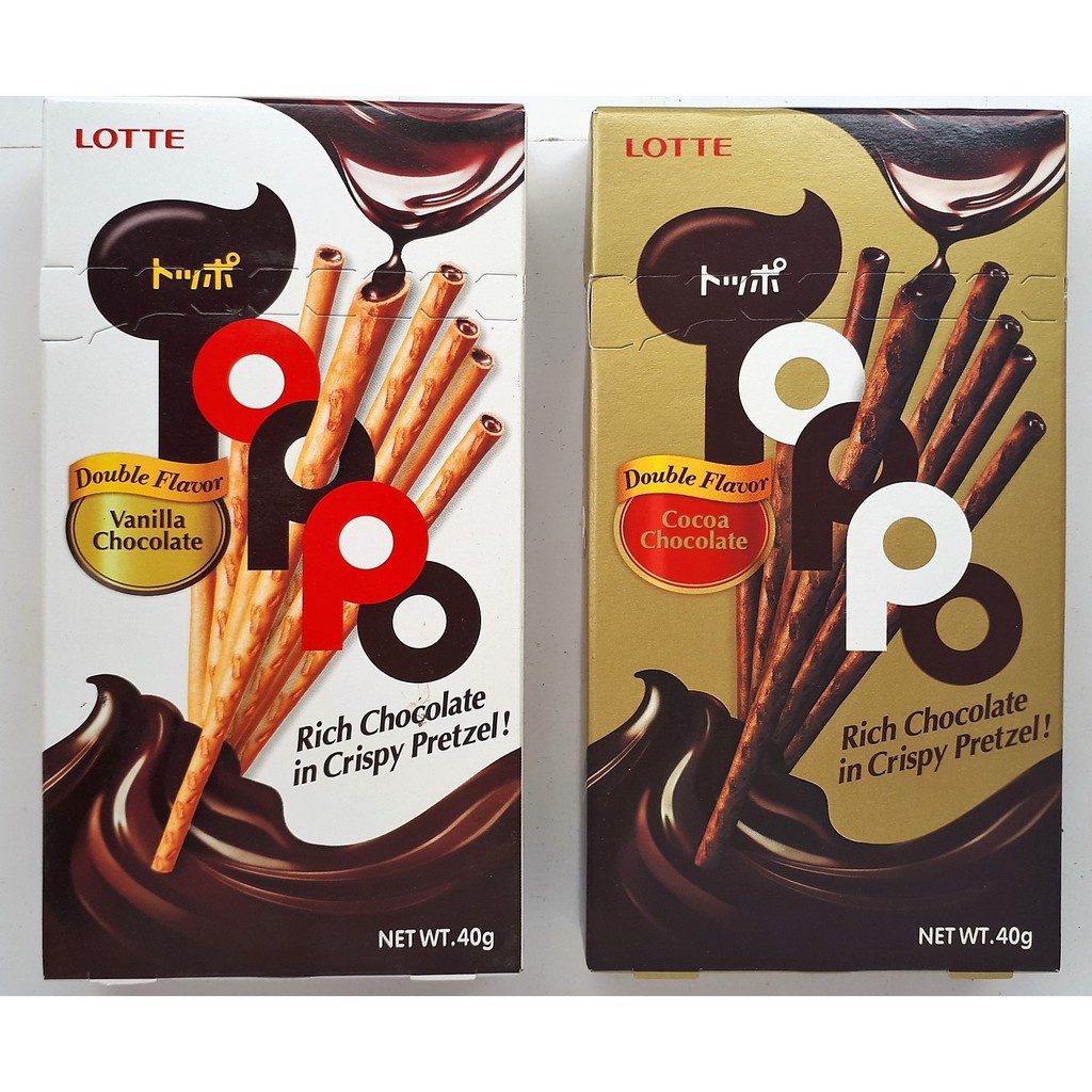 Bánh que Lotte Toppo Hàn Quốc hộp 40g Dâu/ Vani/ Cacao