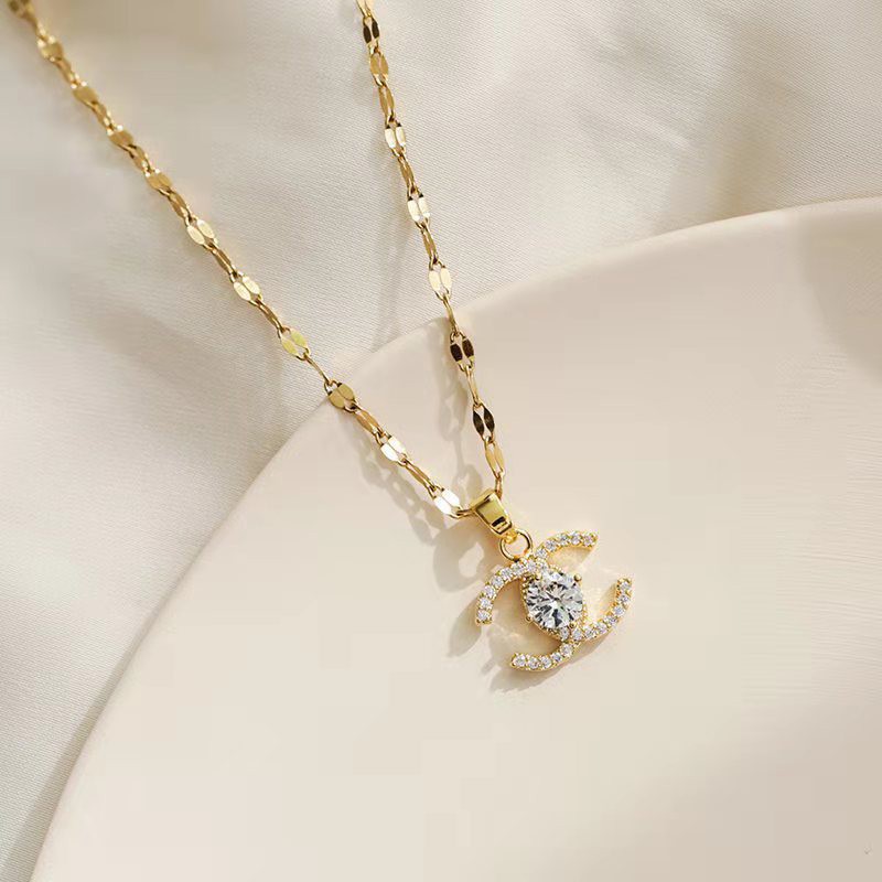 [Không đen gỉ] Dây chuyền vòng cổ CC titan mạ vàng mặt đính đá TOBI STORE hàng chuẩn đẹp TB342